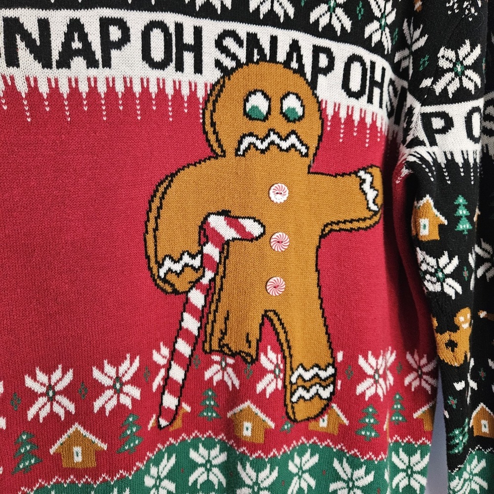 Ugly‎ Christmas Sweater Men's Ginger Bread Man Oh Snap Size Extra Large - Picture 2 of 9